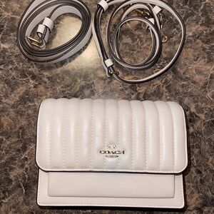 Coach Foldover Crossbody bag with Linear Quilting